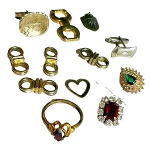 Vintage Bulk Lot Set Junk Jewelry Rings Earrings Assortment 12 Pieces